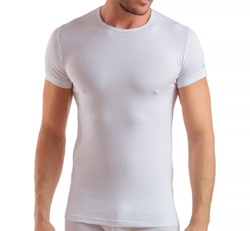 Coveri Maglietta Intima Uomo Girocollo Offerta 3 E 6 Pezzi, Maglia Uomo in Cotone BIELASTICO ET 1000 (6 Pezzi Bianchi, 4-M)