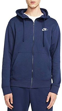 Nike Club FZ BB Felpa con Cappuccio a Zip Intera Midnight Navy/Midnight Navy/Wh XL