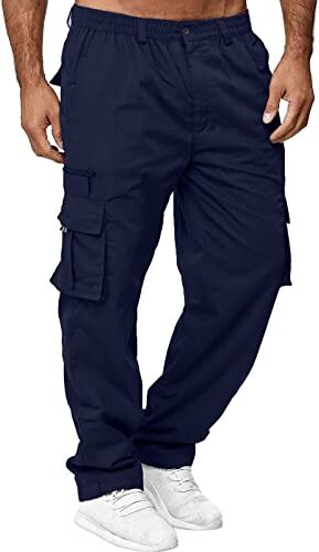 MJGkhiy Pantaloni Cargo Uomo Pantaloni da Lavoro con Tasche Laterali Pantalone Uomo Lunghi Casual Sport Pantalone Tasconato Multitasche Elastica Street Pantaloni Militari Cargo Pants Tattici