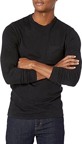 Amazon Essentials T-Shirt a Maniche Lunghe Slim Uomo, Nero, S