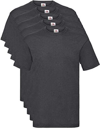 Fruit of the Loom Valueweight 5 Pack T-Shirt, Grigio (Dark Heather Grey HD), XX-Large (Taglia Produttore: 2 X-L) (Pacco da 5) Uomo