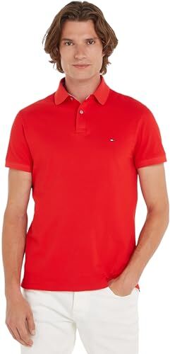 Tommy Hilfiger Maglietta Polo Maniche Corte Uomo 1985 Regular Fit, Rosso (Fierce Red), M