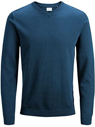 Jack & Jones Maglione da uomo con scollo a V, Blu (Insignia Blue), L