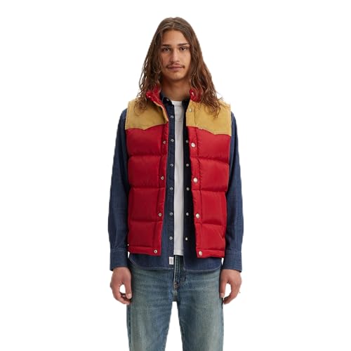 Levis Western Super Puffer Vest, Gilet di jeans Uomo, RHYTHMIC RED, L