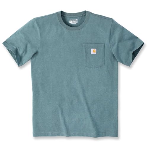 Carhartt T-Shirt Pesante K87 Con Taschino, Vestibilità Comoda, Manica Corta, Uomo, Verde (Sea Pine Heather), L