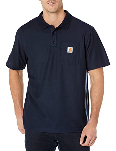 Carhartt Polo A Manica Corta Con Taschino, Vestibilità Ampia, Media Pesantezza, Uomo, Blu (Navy), XL