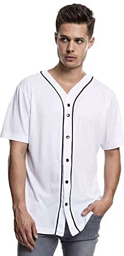 Urban Classics Giacca Uomo Baseball Estiva, Cassacca da Baseball Traspirante, Giacca Sportiva con Bottoni a Pressione, Colore bianco/nero, Taglia M