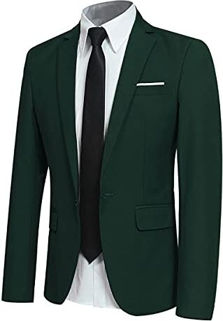 Allthemen Blazer da Uomo Slim Fit Formale Giacca da Abito One Button Monopetto Casual Tuxedo Suit Giacche Smart Blazer Verde M