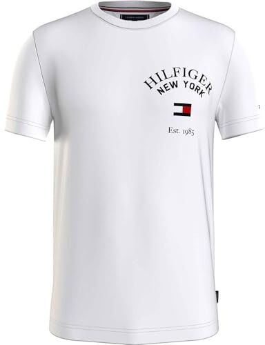 Tommy Hilfiger Arch Varsity Tee  Magliette a Maniche Corte, Bianco (White), XS Uomo