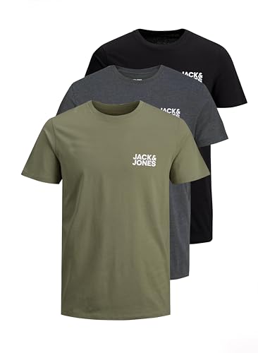 Jack & Jones logo JJECORP Tee SS Crew Neck Maglietta da uomo a girocollo, confezione risparmio, con stampa grafica, S