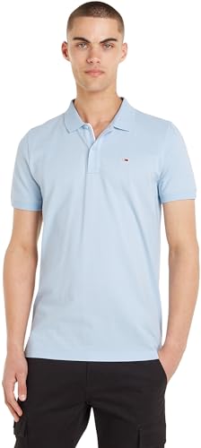 Tommy Jeans Tjm Slim Placket Polo Ext  Maniche Corte, Blu (Breezy Blue), S Uomo