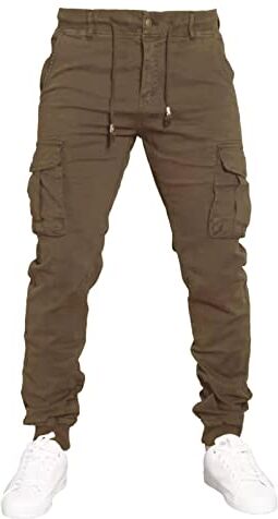 Toocool Pantaloni Uomo Cargo Militari tasconi Laterali Casual Cotone G6538 [36/tg 50,G6601 Kaki]