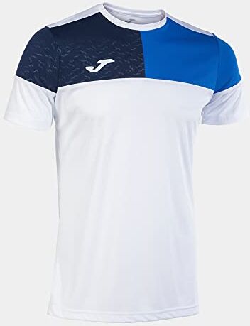 Joma Maglia a Manica Corta Uomo Crew V Bianco Blu Reale Blu Navy