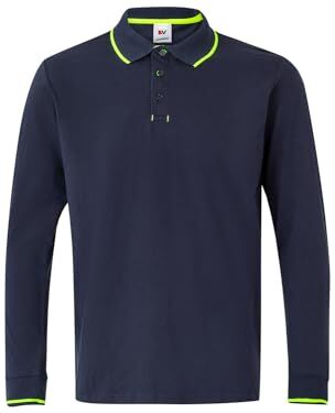 Velilla 105515; Polo bicolore a righe maniche lunghe; colore blu navy e giallo fuor; taglia 3XL