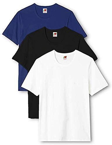 Fruit of the Loom T-shirt da uomo, confezione da 3, bianco/blu/grigio., L