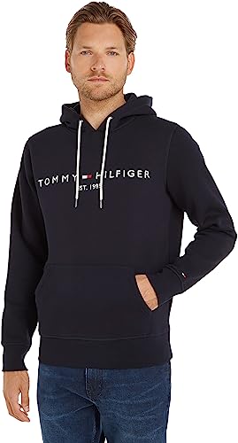 Tommy Hilfiger Logo Hoody Felpa, Sky Captain, XXL Uomo