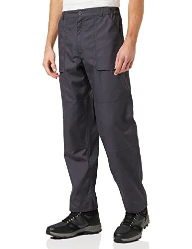 Regatta Pantaloni Workwear New Action Uomo Multi Tasca E Idro Repellente (Gamba Regolare) Trousers, Uomo, Dark Grey, 32