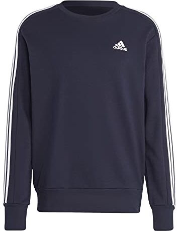 Adidas Essentials French Terry 3-stripes Sweatshirt Felpa, Legend Ink, L Uomo