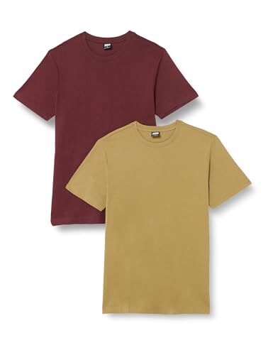Urban Classics Basic Tee 2-Pack, T-shirt, Uomo, Multicolore (Khaki+Redwine), L