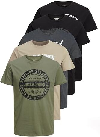 Jack & Jones logo JJECORP Tee SS Crew Neck Maglietta da uomo a girocollo, confezione risparmio, con stampa grafica, M