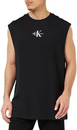 Calvin Klein Canotta Uomo Monologo Sleeveless in Cotone, Nero (Ck Black), XL