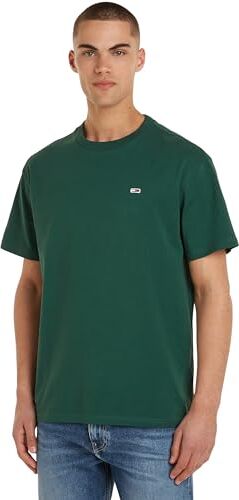 Tommy Jeans TJM SLIM JERSEY C NECK EXT, S/S Knit Tops Uomo, Verde (Court Green), 6XL