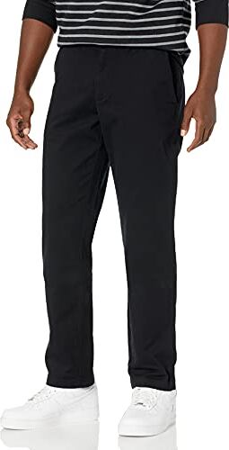 Amazon Essentials Pantaloni Chino Elasticizzati Casual Dritti Uomo, Nero, 34W / 33L