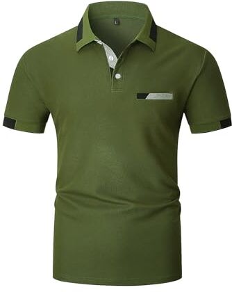 LIUPMWE Polo Uomo Manica Corta Elegante Estiva Polo Casual Golf Business Polo T-Shirt con Tasca Magliette M-3XL,Verde 03,XL