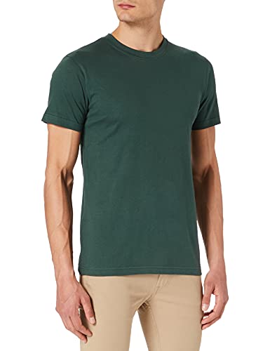 Build Your Brand T-Shirt Round Neck, Verde Bottiglia, 5XL Uomo