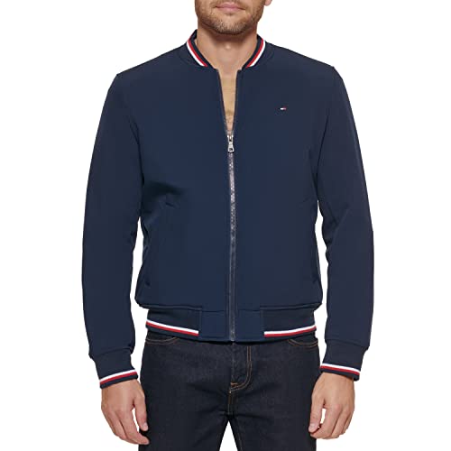 Tommy Hilfiger Bomber Leggero in Maglia a Coste Varsity Giacca, Midnight Soft Shell, XXL Uomo