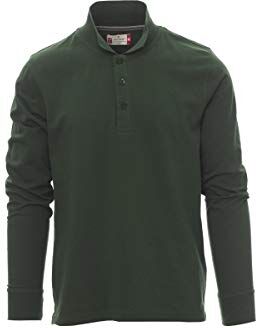 PAYPER Florence Polo da Uomo a Manica Lunga 100% Cotone Colletto Polsino a Costine Spacchetti Laterali Rinforzo Sagomato retrocollo Verde (3XL)