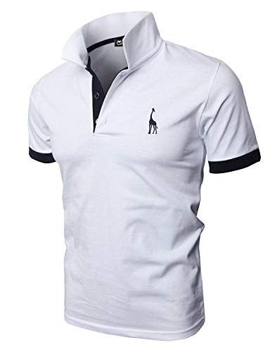 GHYUGR Polo Uomo Basic Manica Corta Tennis Golf T-Shirt Ricami Fulvi Maglietta Poloshirt Camicia,Bianco,M