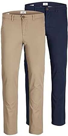 Jack & Jones Jjimarco Jjdave Sa 2 Pack Pantaloni, Beige, 32/32 (Pacco da 2) Uomo