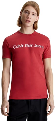 Calvin Klein Men's INSTITUTIONAL LOGO SLIM TEE S/S T-Shirts, Garnet, M