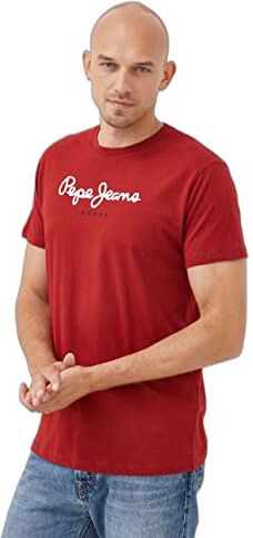 Pepe Jeans Eggo N, T-Shirt Uomo, Rosso (Burnt Red),XS