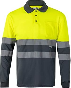 Velilla 175 Polo bicolore alta visibilità, manica lunga (Taglie XXXL) colore Grigio e Giallo fluo