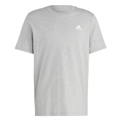 Adidas Essentials Single Jersey Embroidered Small Logo Short Sleeve T-shirt, Medium Grey Heather, XS Uomo