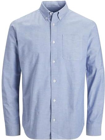 Jack & Jones Jprblubrook Oxford Shirt L/S Noos Camicia, Blu Cashmere, vestibilità Aderente, M Uomo