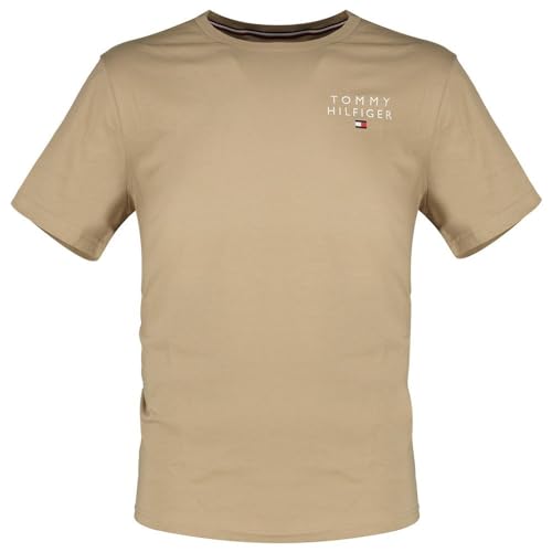 Tommy Hilfiger Uomo T-Shirt Maniche Corte Scollo Rotondo, Beige (Beige), L