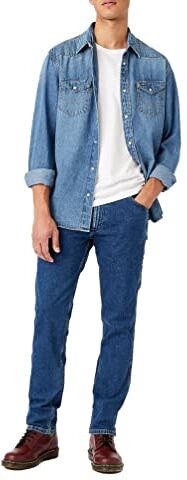 Wrangler Icons 124 MJ Camicia, Blu (2 Years 922), S Uomo