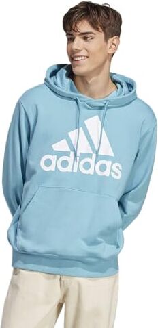 Adidas Essentials French Terry Big Logo Hoodie Felpa con cappuccio, Preloved Blue, XL Uomo