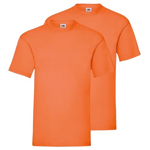 Fruit of the Loom Maglietta da uomo Valueweight, confezione da 5, arancione + sacchetto Myshirt in tessuto incluso, XL