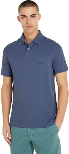 Tommy Hilfiger 1985 Regular Polo  Maniche Corte, Blu (Faded Indigo), XXL Uomo