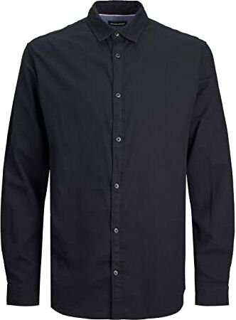 Jack & Jones Jjegingham Twill Shirt L/S Noos Camicia, Nero (Black/Dettaglio), L Uomo