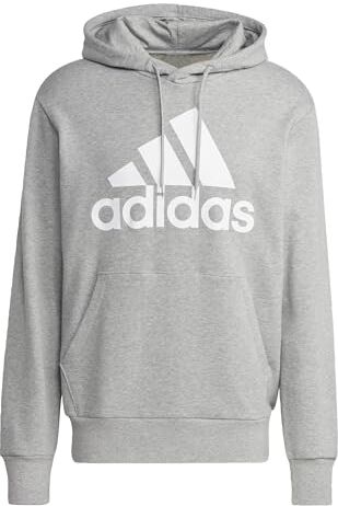 Adidas Essentials French Terry Big Logo Hoodie Felpa con cappuccio, Medium Grey Heather, S Uomo