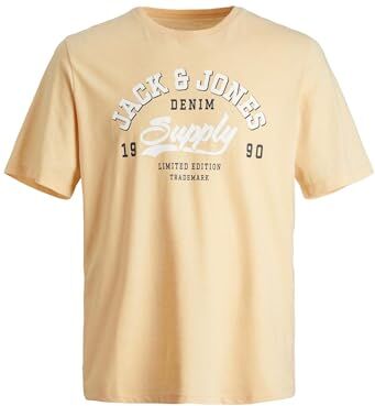 Jack & Jones JJELOGO TEE SS O-NECK 2 COL 23/24 PLS, T-Shirt Uomo, Arancione (Apricot Ice Detail:MELANGE), 5XL