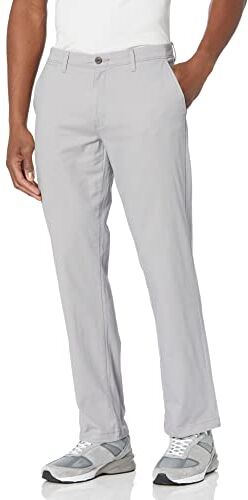 Amazon Essentials Pantaloni Chino Elasticizzati Casual Dritti Uomo, Grigio Chiaro, 40W / 34L