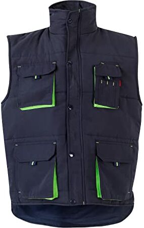 Velilla 205902; Gilet imbottito bicolore multitasche; colore blu navy e verde lime; taglia XL