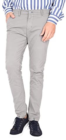 Ciabalù Pantaloni Uomo Eleganti Estivi Pantalone Cotone Slim Fit Chino Classico Cinque Tasche Blu Nero Verde Grigio Sabbia Casual (Grigio, 48)