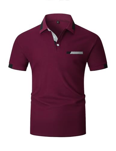 LIUPMWE Polo Uomo Manica Corta Elegante Estiva Polo Casual Golf Business Polo T-Shirt con Tasca Magliette M-3XL,Rosso 02,M